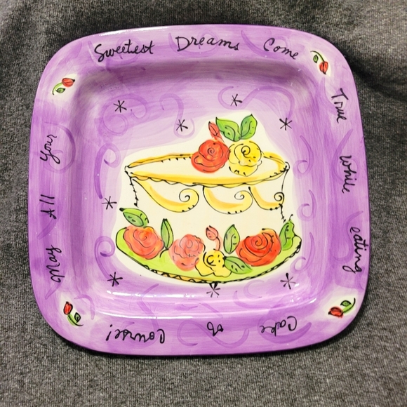 NEW Certified International Sweets Plater by Julia Junkin~Hand Painted~Cake - Picture 1 of 10